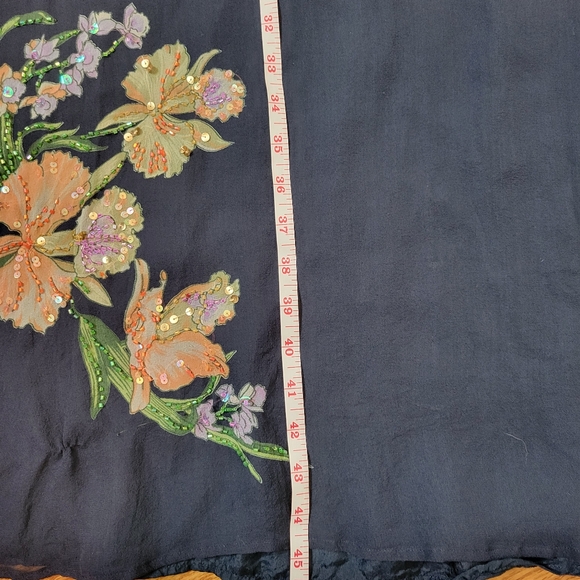 Robbie Bee 100% Silk  floral Navy Sleeveless Dress Size 10 - Picture 13 of 14